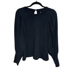 Madewell Puff Sleeve Long Sleeve Sweater - Soft Black Size L